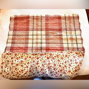 Plaid Floral Reversible King Pillow Sham Set 20x36